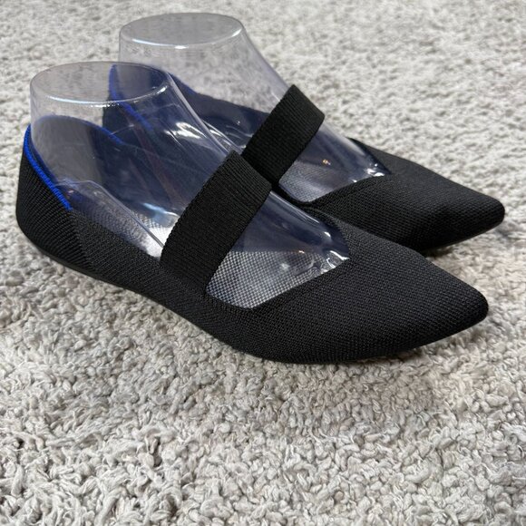 Rothys The Point Mary Jane Ballet Flats Black Knit Womens 7.5 - Picture 1 of 8